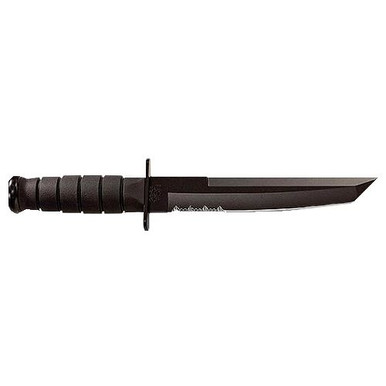 Ka-Bar 1245 Tanto  8" Tanto Part Serrated 1095 Cro-Van Kraton G Black Handle Fixed