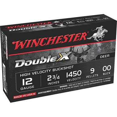 Winchester Ammo SB1200 Double X High Velocity 12 Gauge 2.75" 9 Pellets Copper Plated 00 Buck Shot 5 Bx