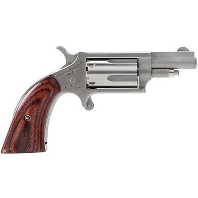 North American Arms 22MGBG Mini-Revolver  22 Mag 5rd 1.63" Overall Stainless Steel with Wood Boot Grip