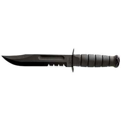 Ka-Bar 1212 Fighting/Utility  7" Fixed Clip Point Part Serrated Black 1095 Cro-Van Blade Black Kraton G Handle