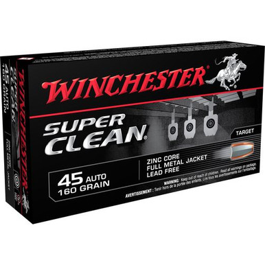 Winchester Ammo W45LF Super Clean  45 ACP 165 gr Lead Free Full Metal Jacket 50 Bx/10 Cs