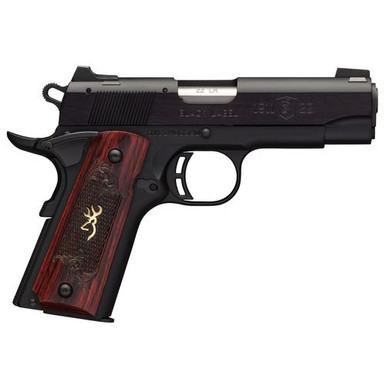 Browning 051852490 1911-22 Black Label Medallion 22 LR 3.63" 10+1 Matte Black Aluminum Rosewood with Integrated Gold Buck Mark Inlay Grip