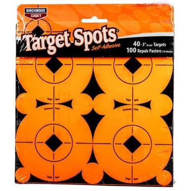Birchwood Casey 33903 Target Spots  Self-Adhesive Paper Bullseye Black/Orange 40 Targets
