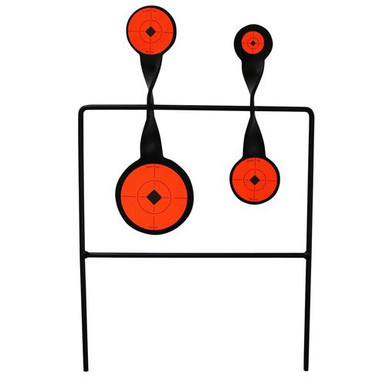 Birchwood Casey 46422 World of Targets Duplex Spinner Steel Bullseye 3.62" x 2.25" x 1.62" Black Paddle w/Orange Target Rimfire