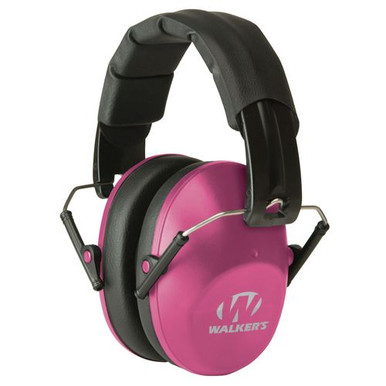 Walker's GWPFPM1PNK Pro Low Profile Muff Polymer 22 dB Folding Over the Head Pink Ear Cups with Black Headband Adult