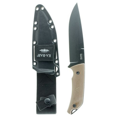 Ka-Bar 7503 Jarosz Turok 6.25" Fixed Clip Point Plain Black 1095 Cro-Van Blade Brown Ultramid Handle