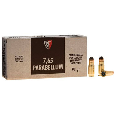 Fiocchi 765B Defense Dynamics  7.65 Parabellum 93 gr Semi-Jacketed Soft Point (SJSP) 50 Bx/ 20 Cs
