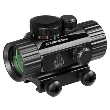UTG SCP-RD40RGW-A CQB Dot Sight  1x30mm 4 MOA Dual Illuminated Dot Black Hardcoat Anodized