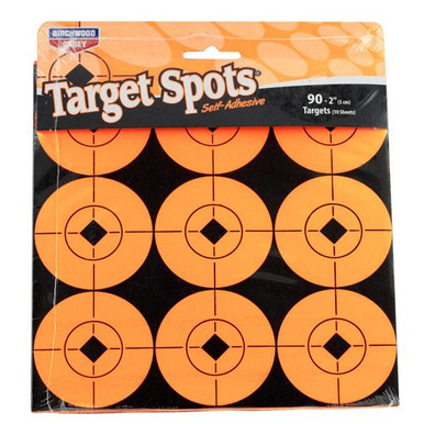 Birchwood Casey 33902 Target Spots  Self-Adhesive Paper Bullseye Black/Orange 90 Targets