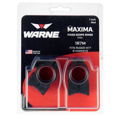 Warne 1TM Maxima Grooved Receiver Ring Set Dovetail Tikka, Fixed 1" Medium Matte Black