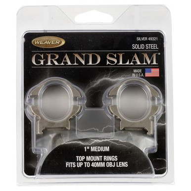 Weaver Mounts 49321 Scope Ring Set Grand Slam Weaver Medium 1" Silver Steel