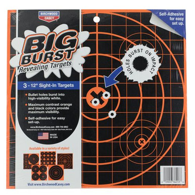 Birchwood Casey 36123 Big Burst  Self-Adhesive Paper Bullseye Black/Orange 3 Per Pkg