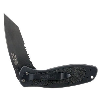 Kershaw 1670TBLKST Blur  3.40" Tanto Part Serrated DLC Black 14C28N Sandvik Stainless Steel Black Anodized Aluminum Handle Folding