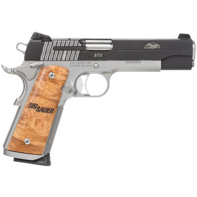 Sig Sauer 191145STX 1911 Full Size STX 45 ACP 5" 8+1 Stainless Steel Frame Black Nitron Stainless Steel Slide with Burled Maple Wood Grip