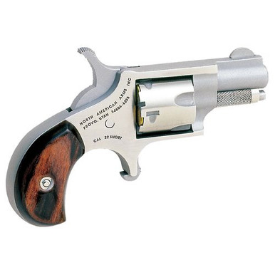 North American Arms 22S Mini-Revolver  22 Short 5rd 1.13" Overall Stainless Steel with Rosewood Birdshead Grip
