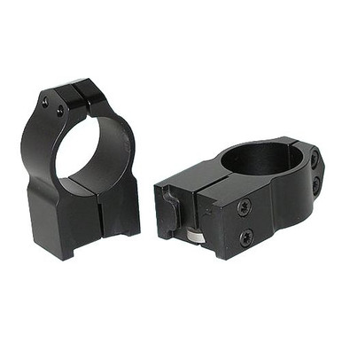 Warne 2R7M Maxima Grooved Receiver Ring Set Dovetail Ruger M77/Hawkeye, Fixed 1" High Matte Black