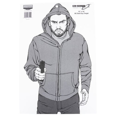 Birchwood Casey 37011 EZE-Scorer Bad Guy Bad Guy Silhouette Paper Target 12" x 18" 100 Per Pkg