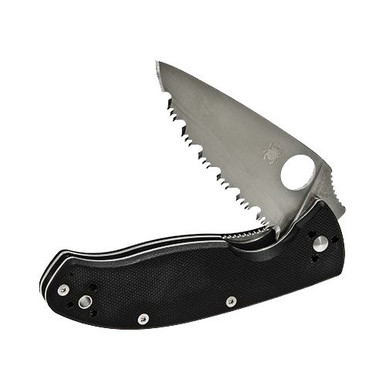 Spyderco C122GS Tenacious  3.39" Folding Drop Point Serrated 8Cr13MoV SS Blade/ G10 Black Handle