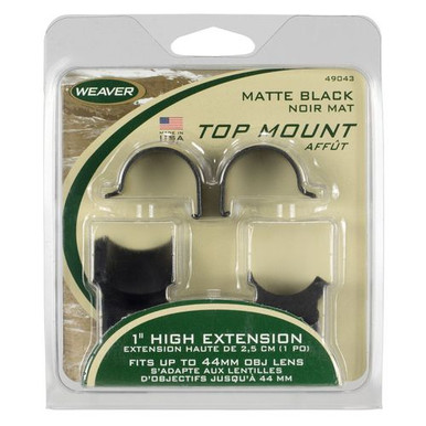 Weaver Mounts 49043 Scope Ring Set Top Mount QD Extended Detachable 1" Matte Black Aluminum