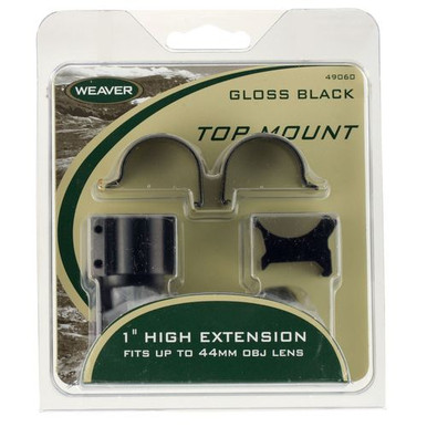 Weaver Mounts 49061 Scope Ring Set Top Mount QD Extended 1" Black Aluminum