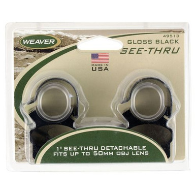 Weaver Mounts 49513 Scope Ring Set  Weaver See-Thru 1" Black Steel
