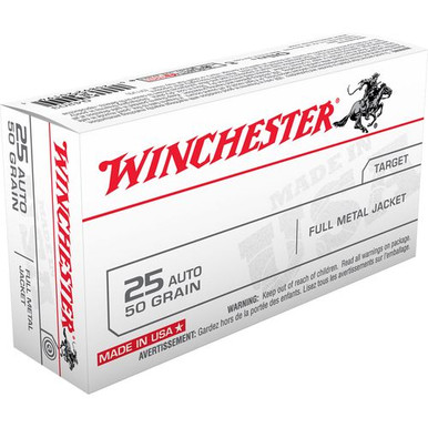 Winchester Ammo Q4203 USA  25 ACP 50 gr Full Metal Jacket (FMJ) 50 Bx/10 Cs