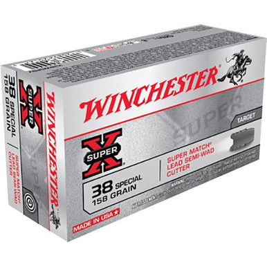 Winchester Ammo X38WCPSV Super X  38 Special 158 gr Super Match Lead Semi-Wadcutter 50 Bx/ 10 Cs
