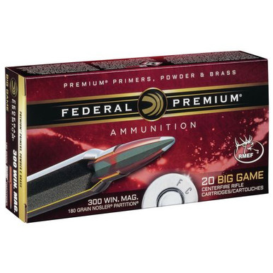 Federal P300WD2 Premium  300 Win Mag 180 gr Nosler Partition (NP) 20 Bx/ 10 Cs
