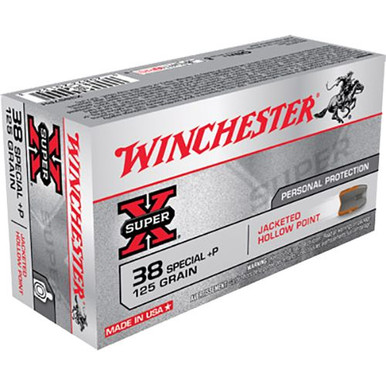 Winchester Ammo X38S7PH Super-X  38 Special +P 125 gr Jacketed Hollow Point (JHP) 50 Bx/10 Cs