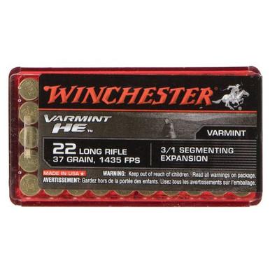 Winchester Ammo S22LRFSP Varmint HE  22 LR 37 gr 3/1 Segmenting Expansion 50 Bx/20 Cs