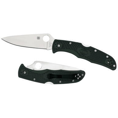Spyderco C10FPGR Endura 4 Lightweight 3.88" Folding Clip Point Plain VG-10 Stainless Steel Blade/FRN Green Handle