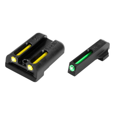 TruGlo TG-131ST2Y TFO  Square Tritium/Fiber Optic Green Front/U-Notch Yellow Rear Nitride Fortress Frame for Sig P-Series with #6 Front & #8 Rear