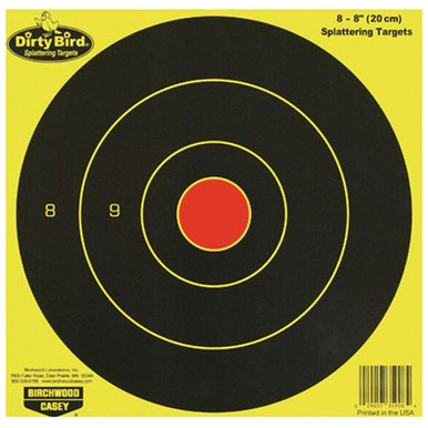 Birchwood Casey 35908 Dirty Bird  Bullseye Hanging Paper Target 8" 8 Per Pack