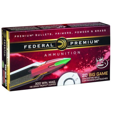 Federal P300WTC1 Premium  300 Win Mag 180 gr Trophy Copper (TC) 20 Bx/ 10 Cs