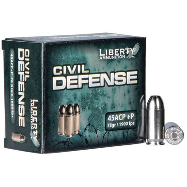 Liberty Ammunition LACD45013 Civil Defense  45 ACP +P 78 gr Hollow Point (HP) 20 Bx/ 10 Cs