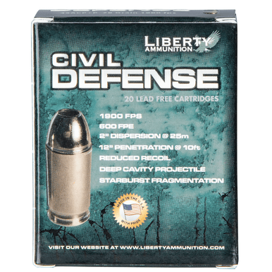 Liberty Ammunition Civil Defense 40 S&W 60 gr Lead-Free Fragmenting Hollow Point Handgun Ammo