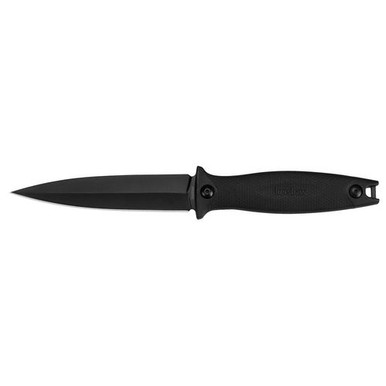 Kershaw 4007 Secret Agent  4.40" Spear Point Plain Black Oxide 8Cr13MoV SS FRN Black Handle Fixed