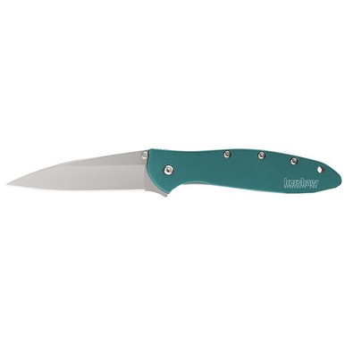 Kershaw 1660TEAL Leek  3" Drop Point Plain Bead Blasted 14C28N Sandvik Teal Anodized Aluminum Handle Folding