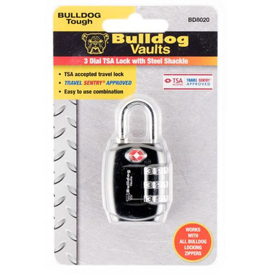 Bulldog BD8020 TSA Lock Open With Combination Black Steel