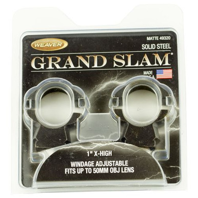 Weaver Mounts 49320 Scope Ring Set Grand Slam Dovetail Extra High Windage Adjustable 1" Matte Black Steel