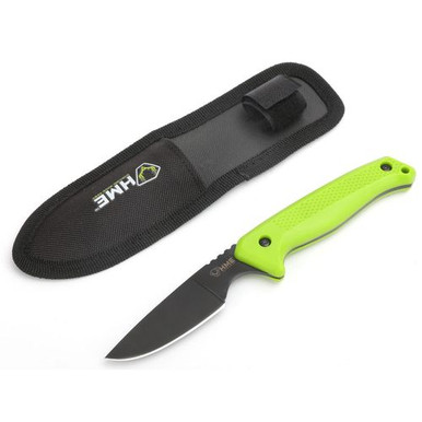 HME KNFBCK Fixed Blade  2.50" Fixed Caper Plain Black Oxide 420HC Blade TPR Green Handle