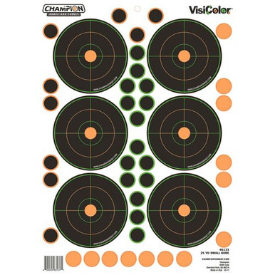 Champion Targets 46133 VisiColor  Self-Adhesive Paper Bullseye Multi Color 5 Pack