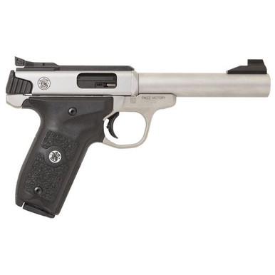 Smith & Wesson 11536 SW22 Victory Target *MA Compliant 22 LR 5.50" 10+1 Stainless Steel Black Polymer with Integrated Target Thumb Rest Grip