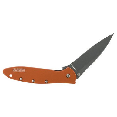 Kershaw 1660OR Leek  3" Modified Drop Point Plain Bead Blasted 14C28N Sandvik Orange Anodized Aluminum Handle Folding