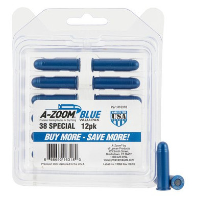 A-Zoom Blue Snap Caps Revolver 38 Special Aluminum - 12 Pack - 16318