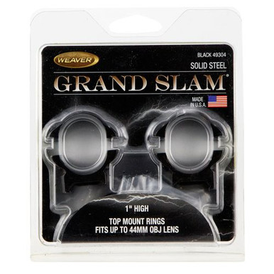Weaver Mounts 49304 Scope Ring Set Grand Slam Weaver High 1" Black Gloss Steel