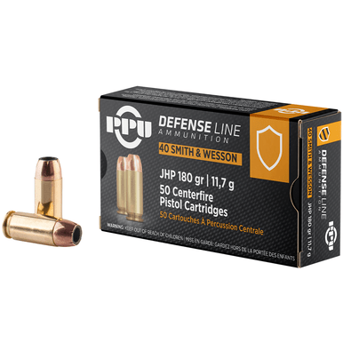 PPU PPD40 Defense  40 S&W 180 gr Handgun Ammo JHP