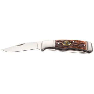Browning 3220012 Joint Venture  2.88" Folding Drop Point/Spey Point Plain 8Cr13MoV SS Blade Brown Jigged Bone Handle