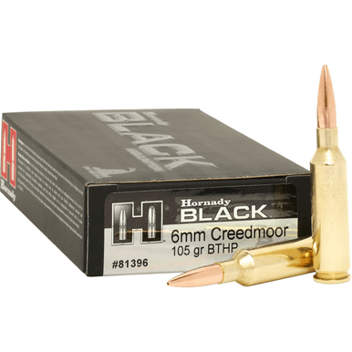 Hornady 81396 Black 6mm Creedmoor 105 gr Boat Tail Hollow Point 20 Per Box