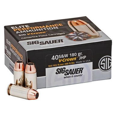 Sig Sauer E40SW250 Elite V-Crown  40 S&W 180 gr Jacketed Hollow Point (JHP) 50 Bx